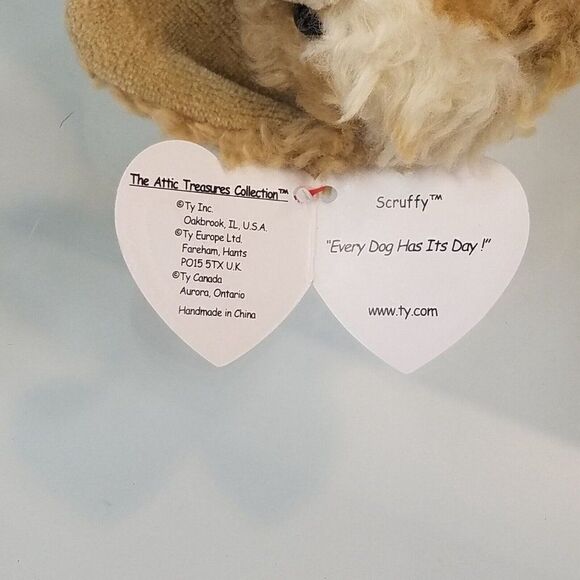 1993 TY Beanie Babies Scruffy The Puppy Dog Retired Vintage Attic Treasures Tags - Picture 6 of 9